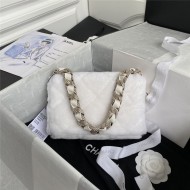 Chanel Flap Bag Shearling AS2240 White High