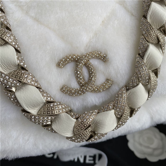 Chanel Flap Bag Shearling AS2240 White High