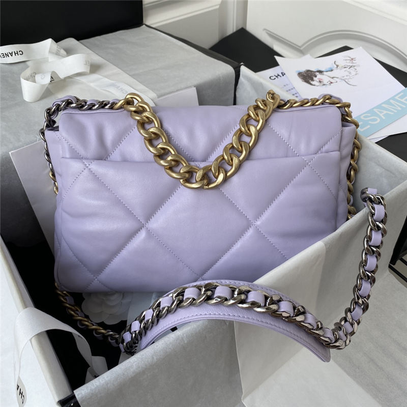 Large Chanel 19 Flap Bag Goatskin/Lambskin Lilac High