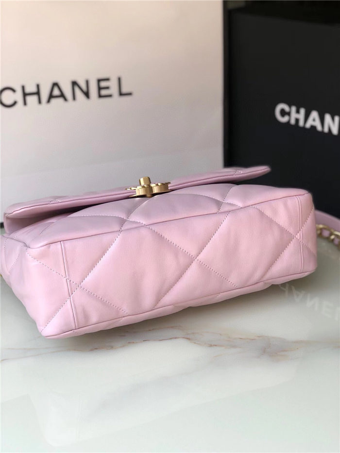 Large Chanel 19 Flap Bag Goatskin/Lambskin Pink High