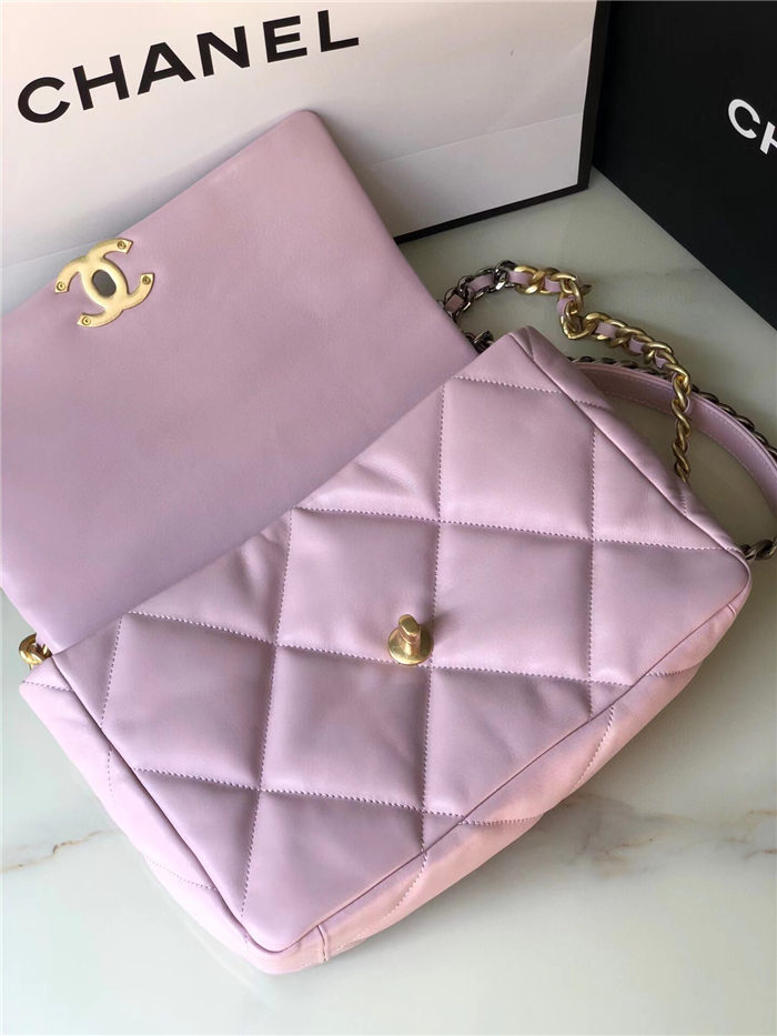 Large Chanel 19 Flap Bag Goatskin/Lambskin Pink High