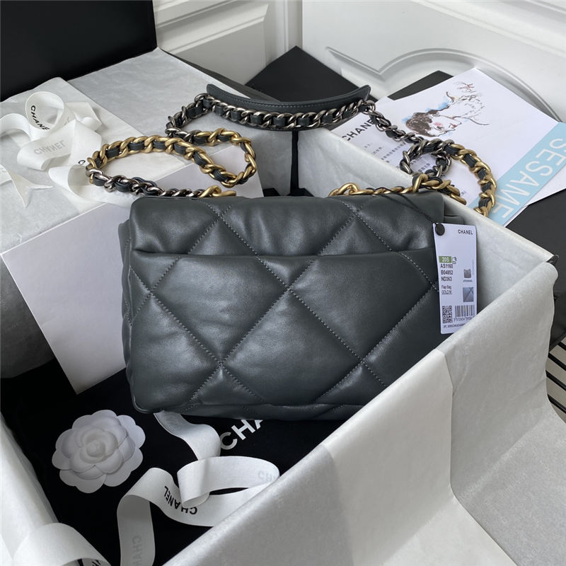 Chanel 19 Flap Bag Goatskin/Lambskin Dark Grey High