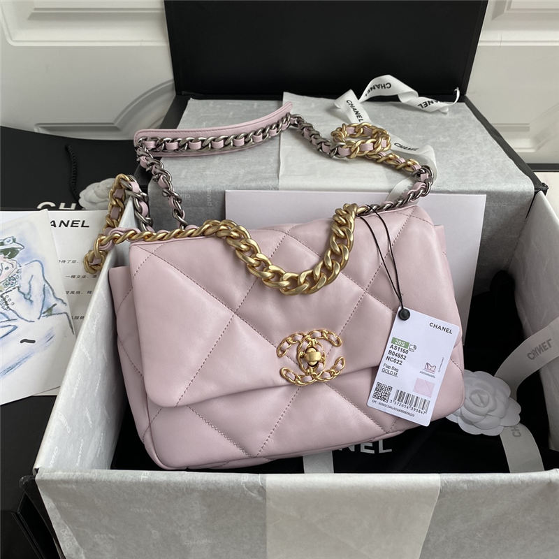 Chanel 19 Flap Bag Goatskin/Lambskin Pink High