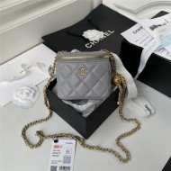 Chanel SMALL VANITY WITH CHAIN Lambskin & Gold-Tone Metal AP1447 Grey A