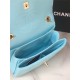 SMALL FLAP BAG WITH TOP HANDLE Lambskin Gold Metal Blue A