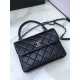 SMALL FLAP BAG WITH TOP HANDLE Lambskin Anti-Silver Metal Black A