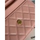 Classic Wallet on Chain AP0250 Grained Calfskin Pink Gold Metal B