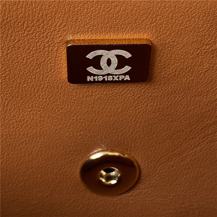 Chanel SMALL FLAP BAG With Top Diamond Handle Lambskin & Gold-Tone Metal AS4141 Caramel A