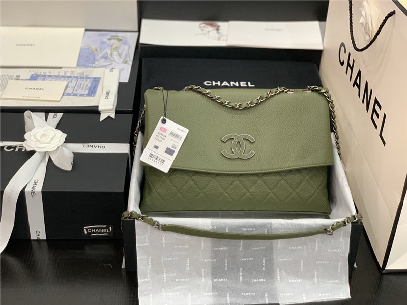 Chanel FLAP BAG Calfskin A8095 Green High