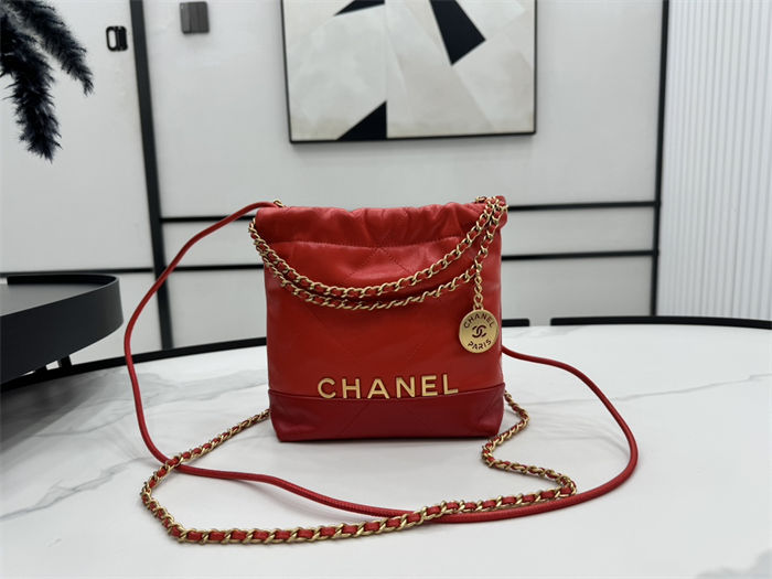 Chanel 22 MINI HANDBAG Patchwork Shiny Calfskin & Gold-Tone Metal AS3980 High