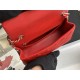 Mini CLASSIC HANDBAG Grained Calfskin Red Silver Metal A