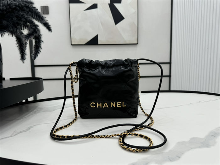 Chanel 22 MINI HANDBAG Patchwork Shiny Calfskin & Gold-Tone Metal AS3980 High