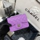 Supermini CLASSIC HANDBAG Grained Calfskin Purple Silver Metal B