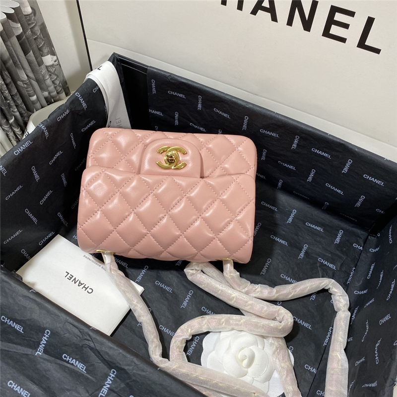 Supermini CLASSIC HANDBAG Lambskin Gold Pink B