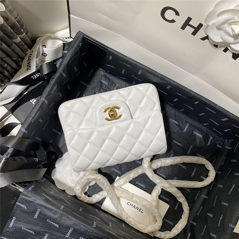 Supermini CLASSIC HANDBAG Lambskin Gold White B