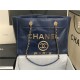 SHOPPING BAG Shiny Calfskin Crystal Pearls Strass Enamel Gold-Tone & Ruthenium-Finish Metal Navy Blue High