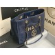 SHOPPING BAG Shiny Calfskin Crystal Pearls Strass Enamel Gold-Tone & Ruthenium-Finish Metal Navy Blue High