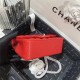 Mini CLASSIC HANDBAG Grained Calfskin Red Silver Metal B