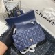 Mini CLASSIC HANDBAG Lambskin Silver Metal Navy B