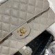 Medium CLASSIC HANDBAG Grained Calfskin Grey Gold Metal B