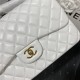 Large CLASSIC HANDBAG Lambskin Gold Metal White B