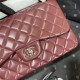 Large CLASSIC HANDBAG Lambskin Silver Metal Burgundy B