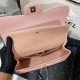 Large CLASSIC HANDBAG Grained Calfskin Silver Metal Pink B