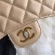 Large CLASSIC HANDBAG Grained Calfskin Gold Metal Beige B