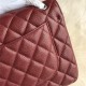 Large CLASSIC HANDBAG Grained Calfskin Silver Metal Burgundy B