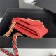 Chanel 19 Flap Coin Purse with Chain Shiny Goatskin Gold Silver Ruthenium-Finish Metal Red A