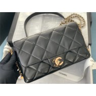 FLAP BAG Lambskin & Gold Metal AS2563 Black High