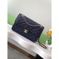 Chanel LARGE FLAP BAG AS5145 Shiny Crumpled Calfskin Navy High