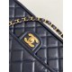 Chanel LARGE FLAP BAG AS5145 Shiny Crumpled Calfskin Navy High