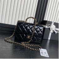 Chanel MINI FLAP BAG WITH TOP HANDLE AS5043 Shiny Lambskin Black A