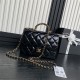 Chanel MINI FLAP BAG WITH TOP HANDLE AS5043 Shiny Lambskin Black A