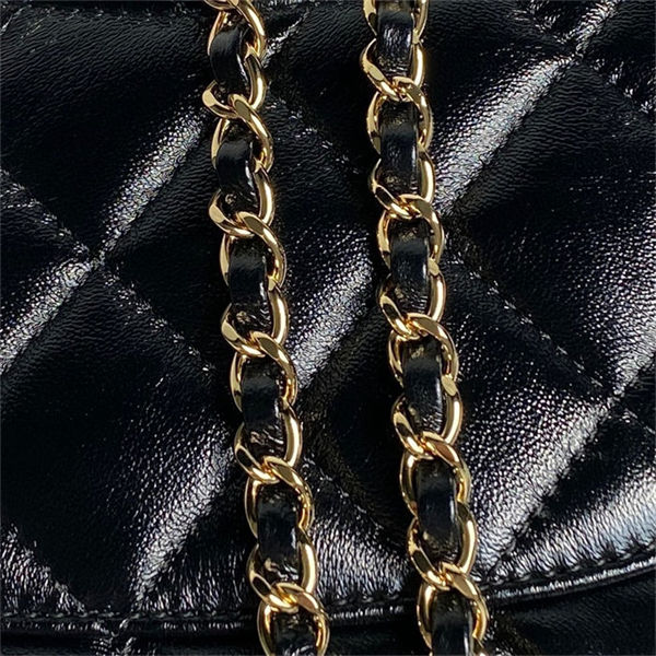 Chanel MINI FLAP BAG WITH TOP HANDLE AS5043 Shiny Lambskin Black A