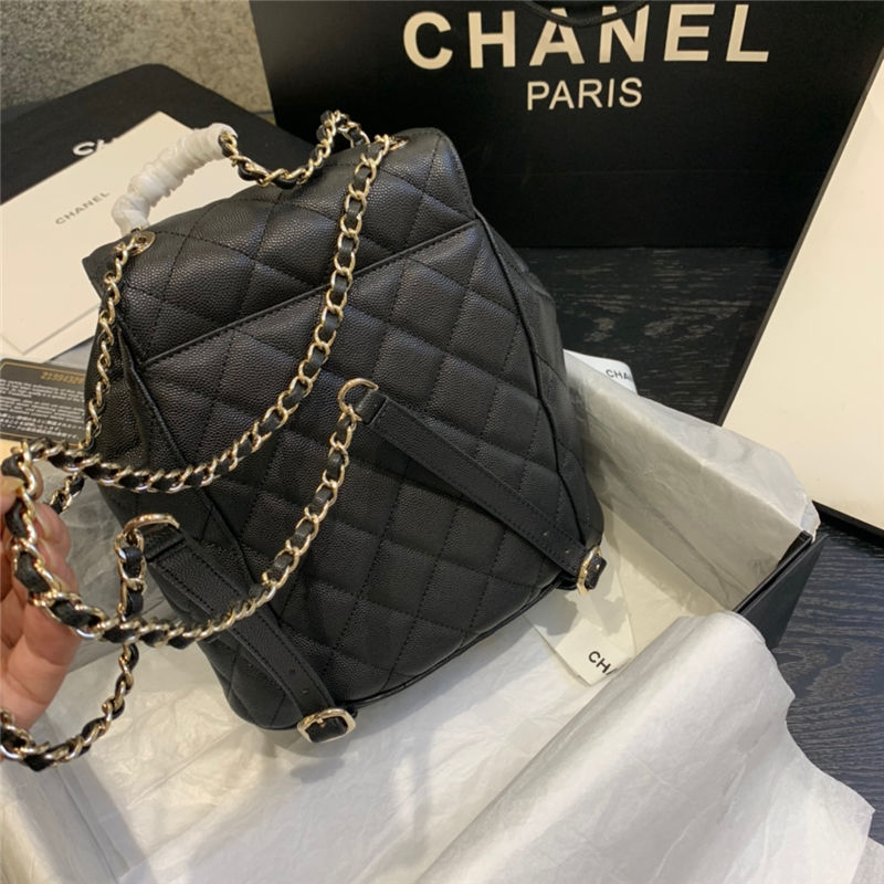 Chanel Duma Backpack Grained Calfskin Black High