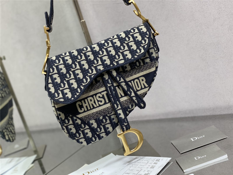 SADDLE BAG Dior Oblique Embroidery Blue High