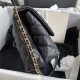 SMALL FLAP BAG WITH TOP HANDLE Grained Calfskin Gold Metal Black A