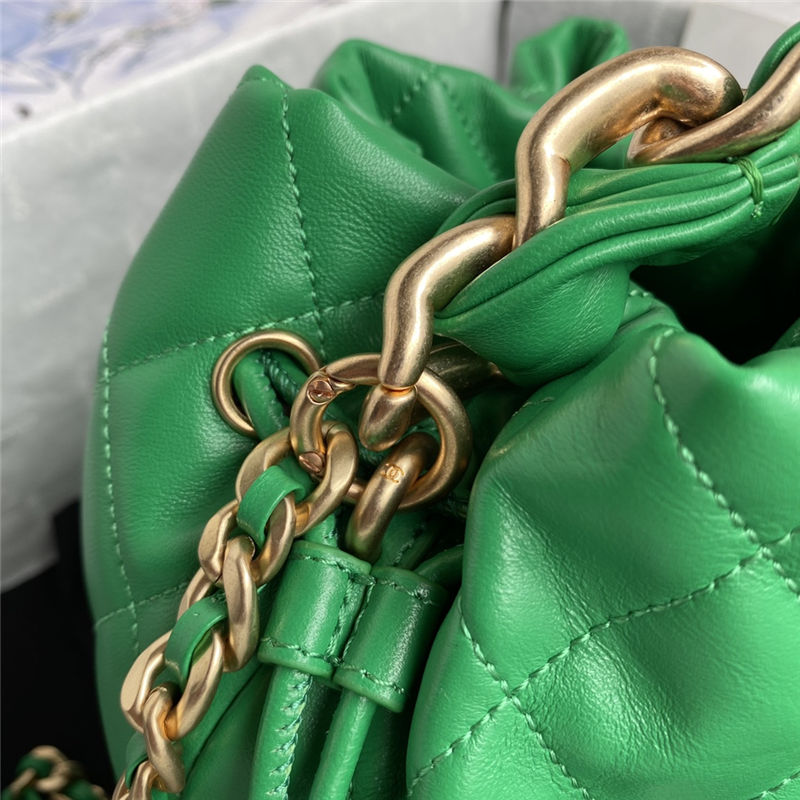 DRAWSTRING BAG Shiny Lambskin & Gold-Tone Metal High