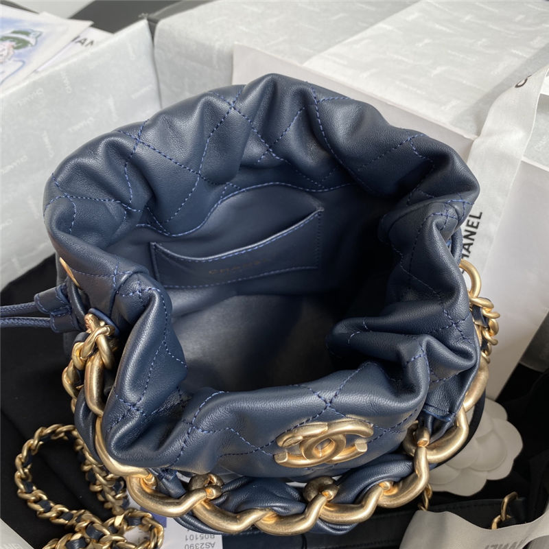 DRAWSTRING BAG Shiny Lambskin & Gold-Tone Metal High