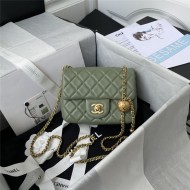 Supermini FLAP BAG Lambskin Gold-Metal AS1786 Green A