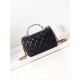 SMALL FLAP BAG WITH TOP HANDLE Shiny Lambskin & Gold-Tone Metal AS4023 Black A