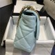 Large Chanel 19 Flap Bag Goatskin/Lambskin Light Blue High