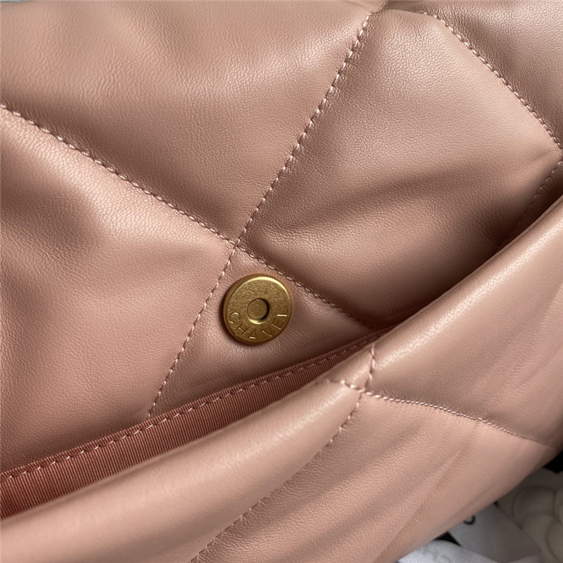 Large Chanel 19 Flap Bag Goatskin/Lambskin Nude Pink High