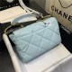 Maxi Chanel 19 Flap Bag Goatskin/Lambskin Light Blue High