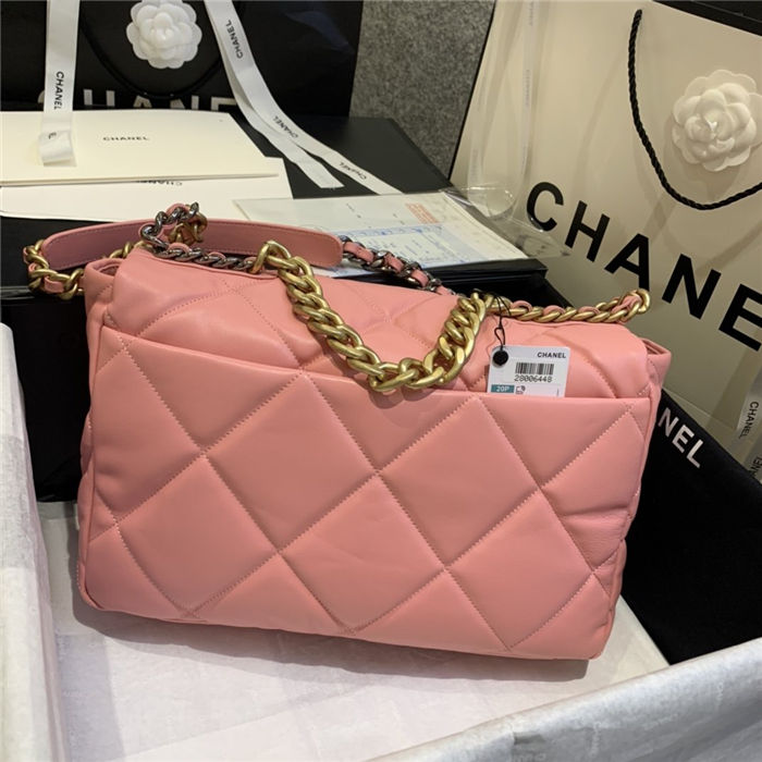 Maxi Chanel 19 Flap Bag Goatskin/Lambskin Pink High