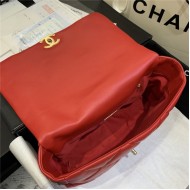 Maxi Chanel 19 Flap Bag Goatskin/Lambskin Red High