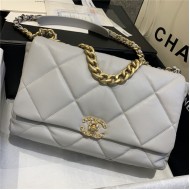 Maxi Chanel 19 Flap Bag Goatskin/Lambskin Grey  High