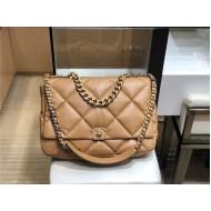 Maxi Chanel 19 Flap Bag Goatskin/Lambskin Camel High